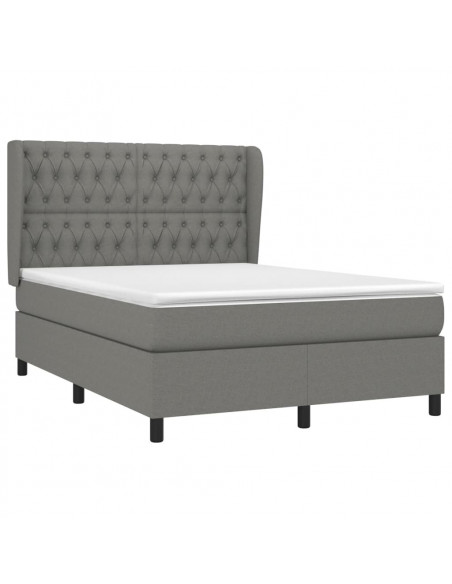 Giroletto a Molle con Materasso Grigio Scuro 140x200cm Tessuto