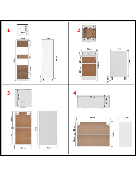 Set Armadi da Cucina 8 pz Bianco in Truciolato