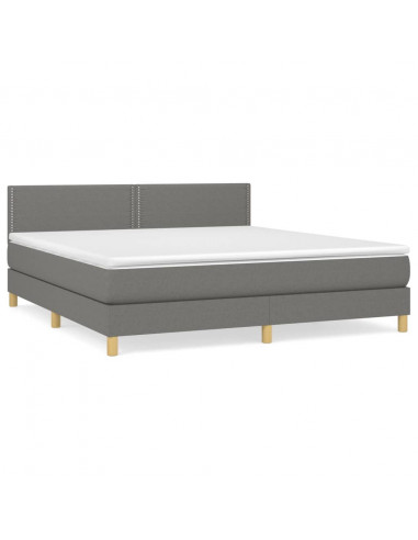 Giroletto a Molle con Materasso Grigio Scuro 160x200 cm Tessuto