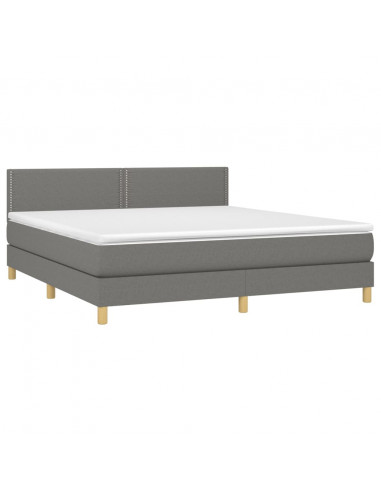 Giroletto a Molle con Materasso Grigio Scuro 160x200 cm Tessuto