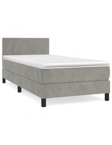 Giroletto a Molle con Materasso Grigio Chiaro 100x200cm Velluto