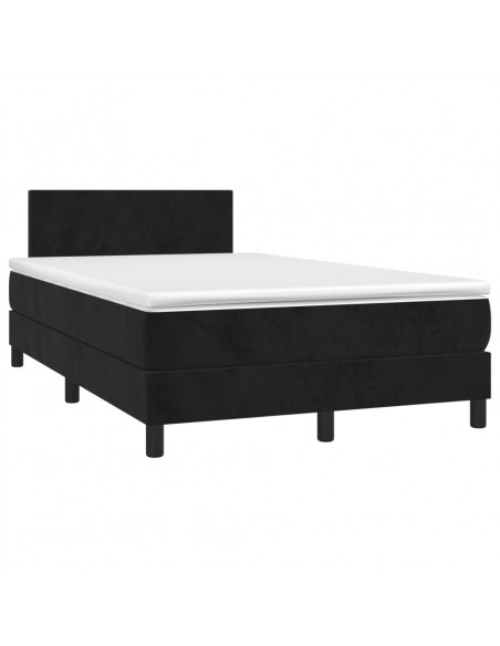 Letto a Molle con Materasso e LED Nero 120x200 cm in Velluto