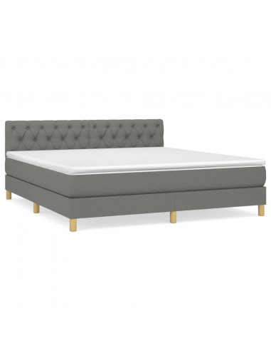 Giroletto a Molle con Materasso Grigio Scuro 160x200 cm Tessuto