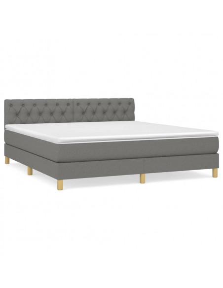 Giroletto a Molle con Materasso Grigio Scuro 160x200 cm Tessuto