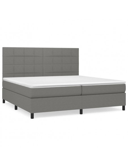 Giroletto a Molle con Materasso Grigio Scuro 200x200 cm Tessuto