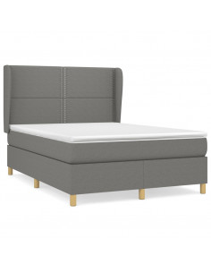 Giroletto a Molle con Materasso Grigio Scuro 140x200cm Tessuto 2