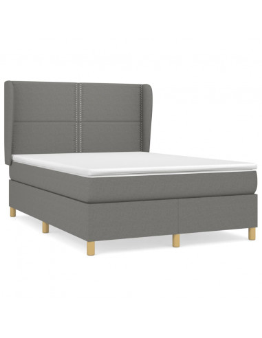 Giroletto a Molle con Materasso Grigio Scuro 140x200cm Tessuto