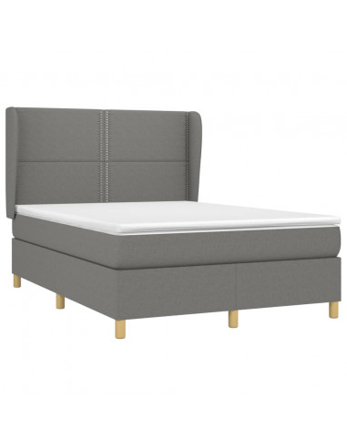 Giroletto a Molle con Materasso Grigio Scuro 140x200cm Tessuto