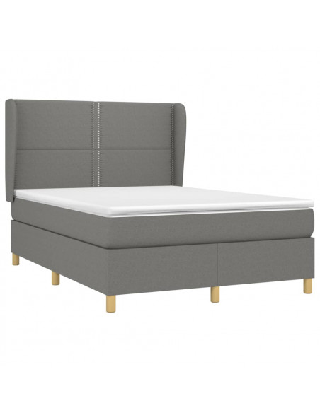 Giroletto a Molle con Materasso Grigio Scuro 140x200cm Tessuto