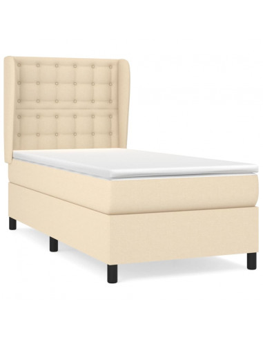 Giroletto a Molle con Materasso Crema 90x190 cm in Tessuto