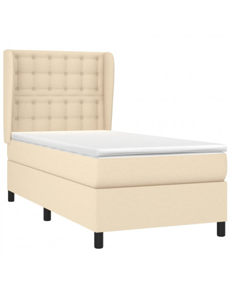 Giroletto a Molle con Materasso Crema 90x190 cm in Tessuto