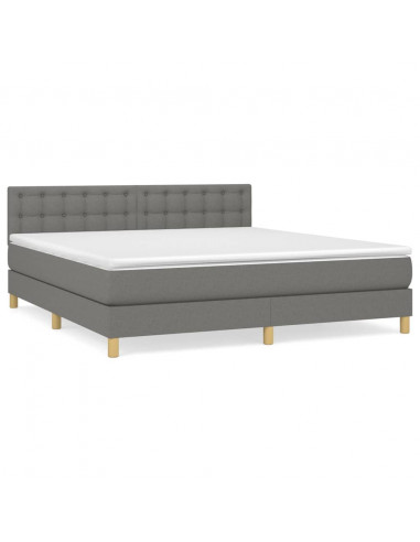 Giroletto a Molle con Materasso Grigio Scuro 160x200 cm Tessuto