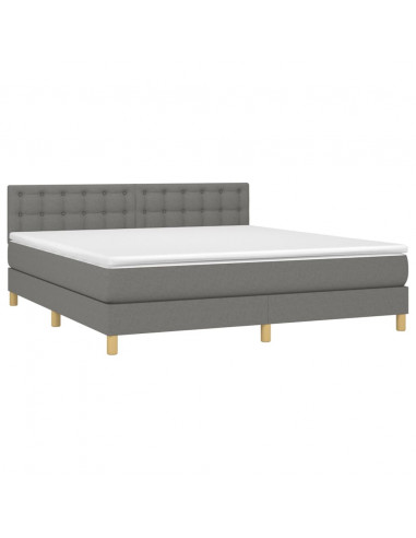 Giroletto a Molle con Materasso Grigio Scuro 160x200 cm Tessuto