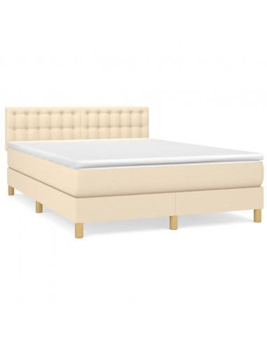 Giroletto a Molle con Materasso Crema 140x200 cm in Tessuto