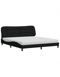Letto con Materasso Nero 180x200 cm in Tessuto 2