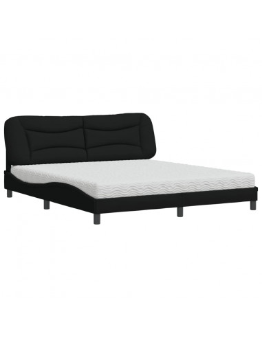 Letto con Materasso Nero 180x200 cm in Tessuto