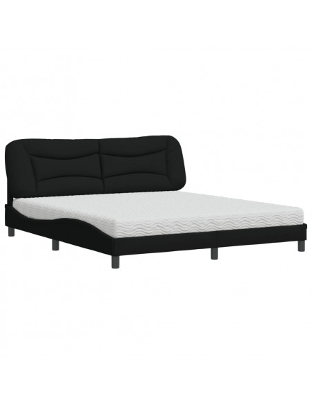 Letto con Materasso Nero 180x200 cm in Tessuto