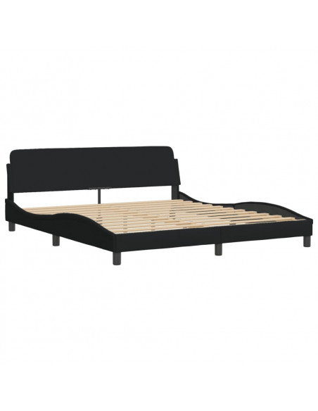 Letto con Materasso Nero 180x200 cm in Tessuto