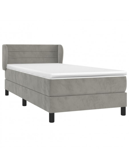 Giroletto a Molle con Materasso Grigio Chiaro 80x200 cm Velluto