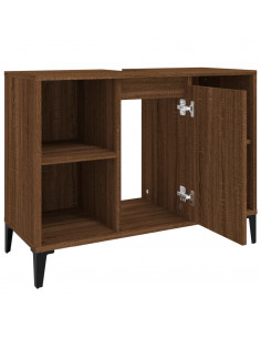 Mobile Lavabo Rovere Marrone 80x33x60 cm in Legno Multistrato 2