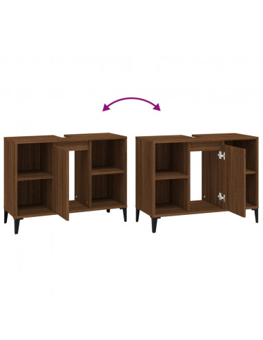 Mobile Lavabo Rovere Marrone 80x33x60 cm in Legno Multistrato