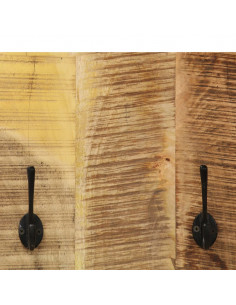 Appendiabiti a Parete 2pz in Legno Massello di Mango 36x110x3cm