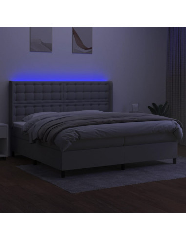 Letto a Molle Materasso e LED Grigio Chiaro 200x200 cm Tessuto