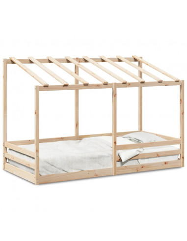 Letto per Bambini con Tetto 80x200 cm in Legno Massello di Pino