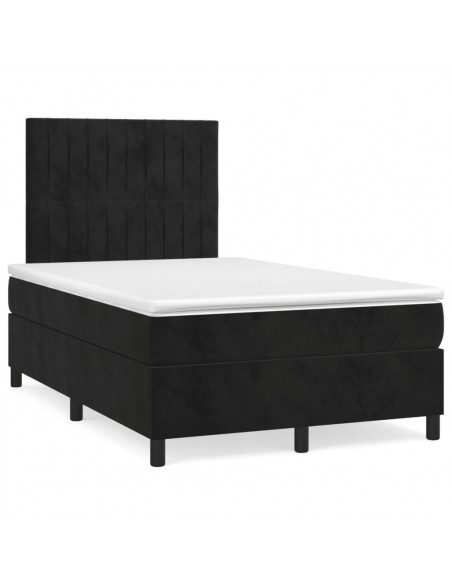 Giroletto a Molle con Materasso Nero 120x200 cm in Velluto