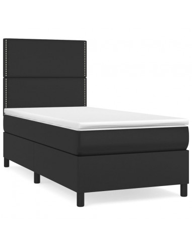 Giroletto a Molle con Materasso Nero 90x190 cm in Similpelle