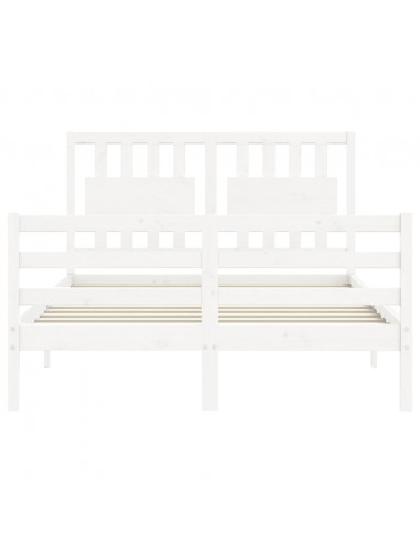 Giroletto con Testiera Bianco 140x190 cm in Legno Massello