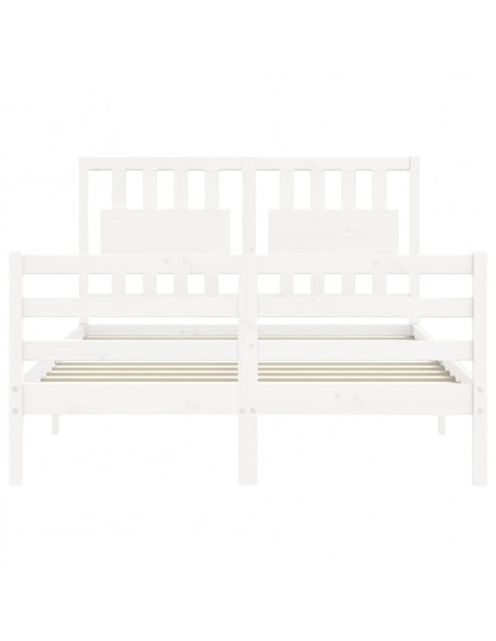 Giroletto con Testiera Bianco 140x190 cm in Legno Massello