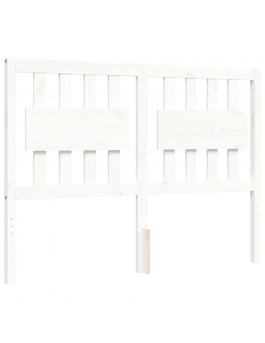 Giroletto con Testiera Bianco 140x190 cm in Legno Massello