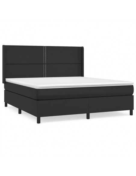 Giroletto a Molle con Materasso Nero 180x200 cm in Similpelle