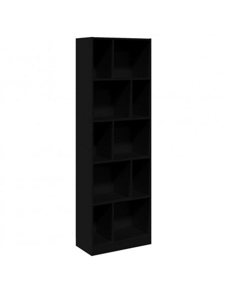 Libreria Nera 57x28,5x174 cm in Legno Multistrato