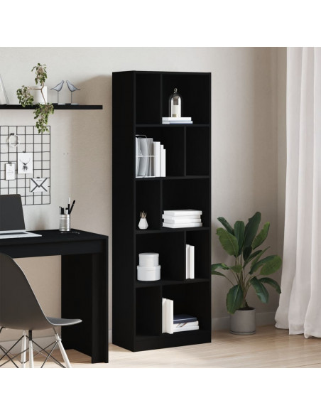 Libreria Nera 57x28,5x174 cm in Legno Multistrato
