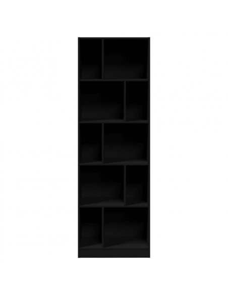 Libreria Nera 57x28,5x174 cm in Legno Multistrato