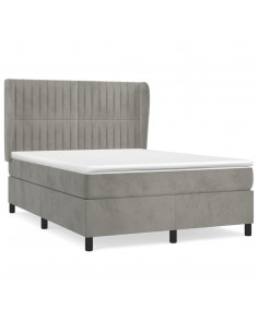 Giroletto a Molle con Materasso Grigio Chiaro 140x190cm Velluto 2