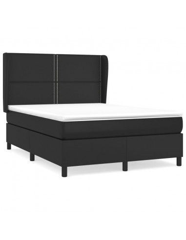 Giroletto a Molle con Materasso Nero 140x190 cm in Similpelle