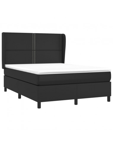 Giroletto a Molle con Materasso Nero 140x190 cm in Similpelle