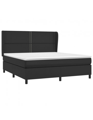 Giroletto a Molle con Materasso Nero 160x200 cm in Similpelle