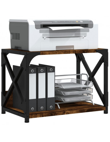 Supporto Stampante 2 Livelli Rovere Fumo 44x26x31,5 Multistrato