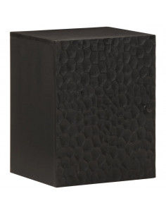 Mobile da Bagno a Parete Nero 38x33x48 cm Legno Massello Mango 2
