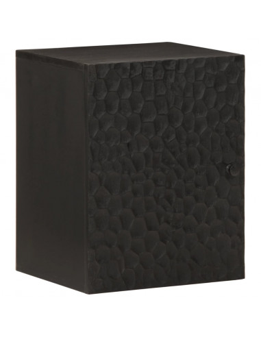 Mobile da Bagno a Parete Nero 38x33x48 cm Legno Massello Mango