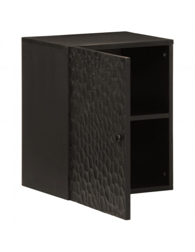 Mobile da Bagno a Parete Nero 38x33x48 cm Legno Massello Mango