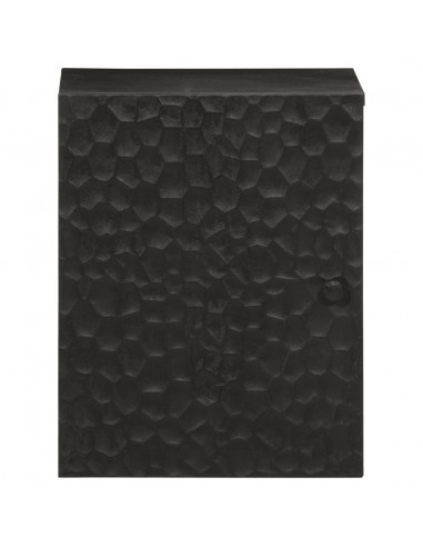 Mobile da Bagno a Parete Nero 38x33x48 cm Legno Massello Mango
