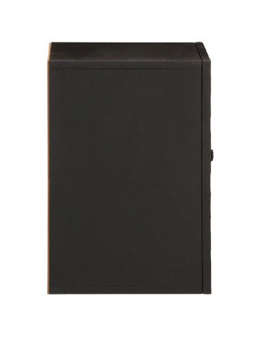 Mobile da Bagno a Parete Nero 38x33x48 cm Legno Massello Mango