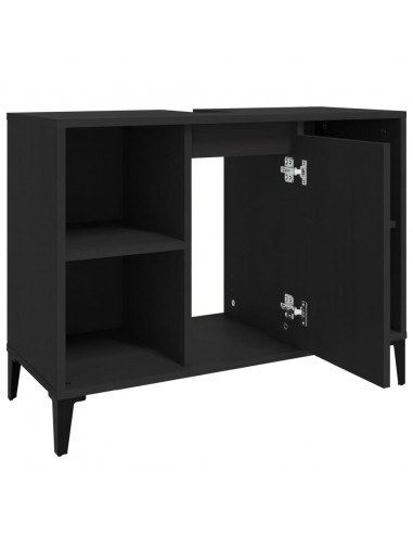Mobile Lavabo Nero 80x33x60 cm in Legno Multistrato
