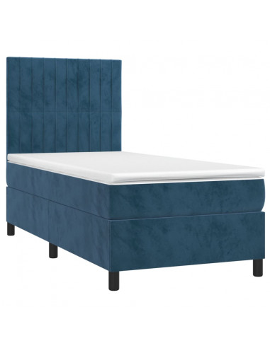 Giroletto a Molle con Materasso Blu Scuro 100x200 cm in Velluto