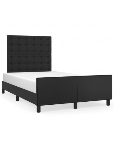 Giroletto con Testiera Nero 120x190 cm in Similpelle